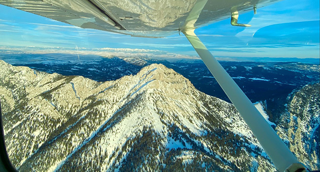 Winter Airplane Flight Bridger Mountains