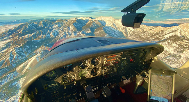 Winter Airplane Flight Cockpit View