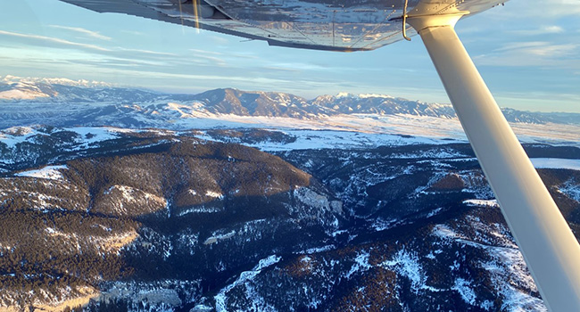 Winter Airplane Flight Montana Snow